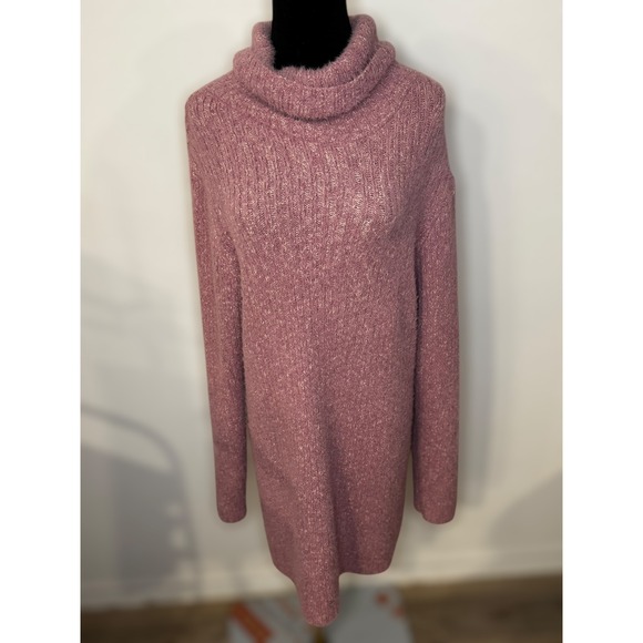 Lulus Dresses & Skirts - Lulus Pink Preppy‎ Fuzzy Knit Feminine Cowl Neck Cozy Fall Sweater Dress XS